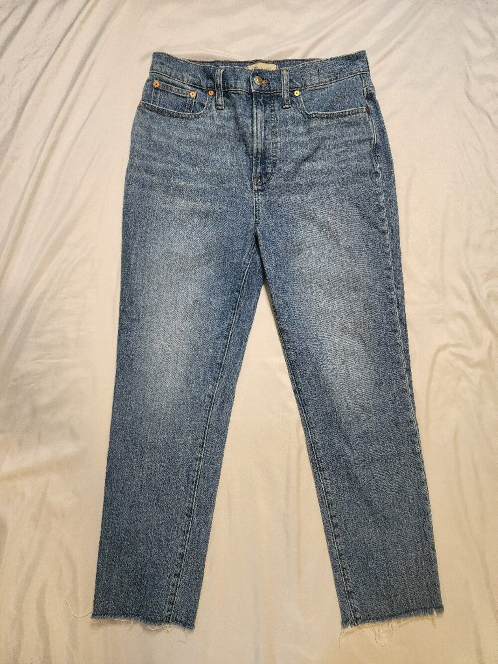 Madewell The Perfect Vintage Jean 29 High Rise Raw Hem Light Wash Straight